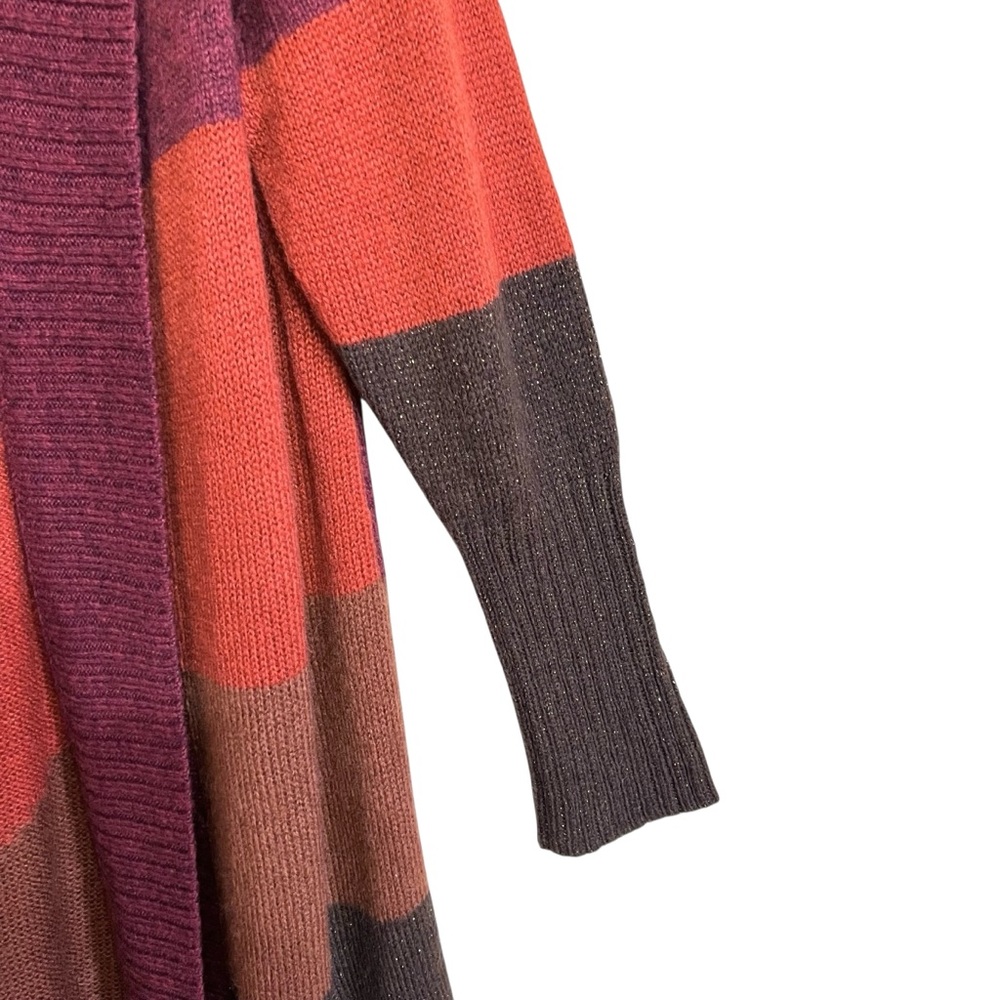 Chico's Patchwork Duster Cardigan Sweater XL Multicolor Abstract Colorblock Cozy - Picture 3 of 12